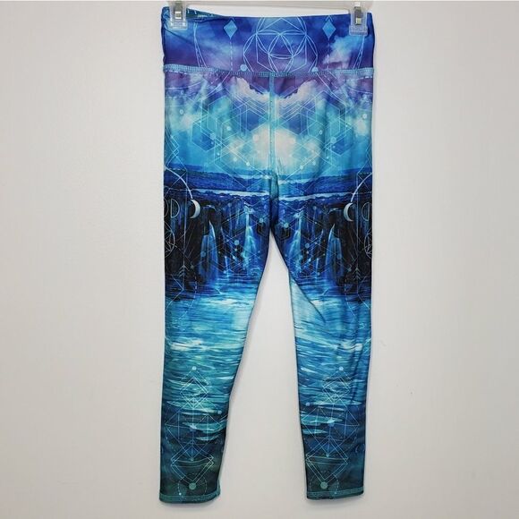EVOLUTION AND CREATION leggings moon waterfall blue yoga S - Picture 3 of 7